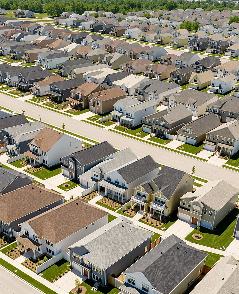 Aerial view of residential property planning